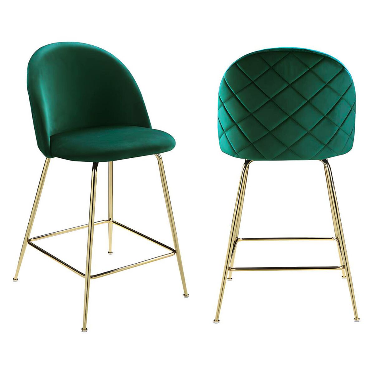 PANDALINO - Pack 2 Taburetes Maya Velvet 66 cm Verde - Estilo Elegante y Cómodo