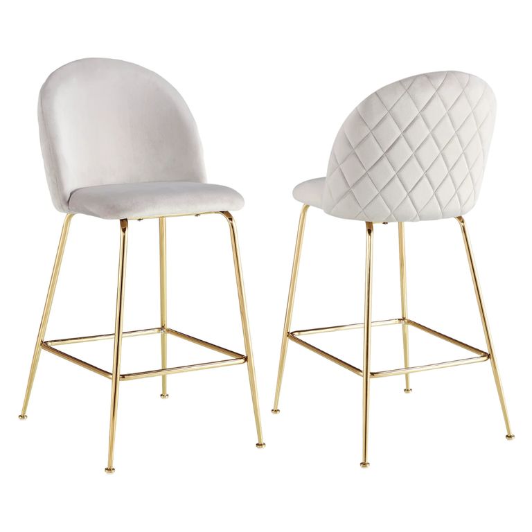 Pack 2 Taburetes Maya Velvet Beige 66 cm - Estilo Elegante y Comodo Beige PACKTABURMAYAVELTBEIGE