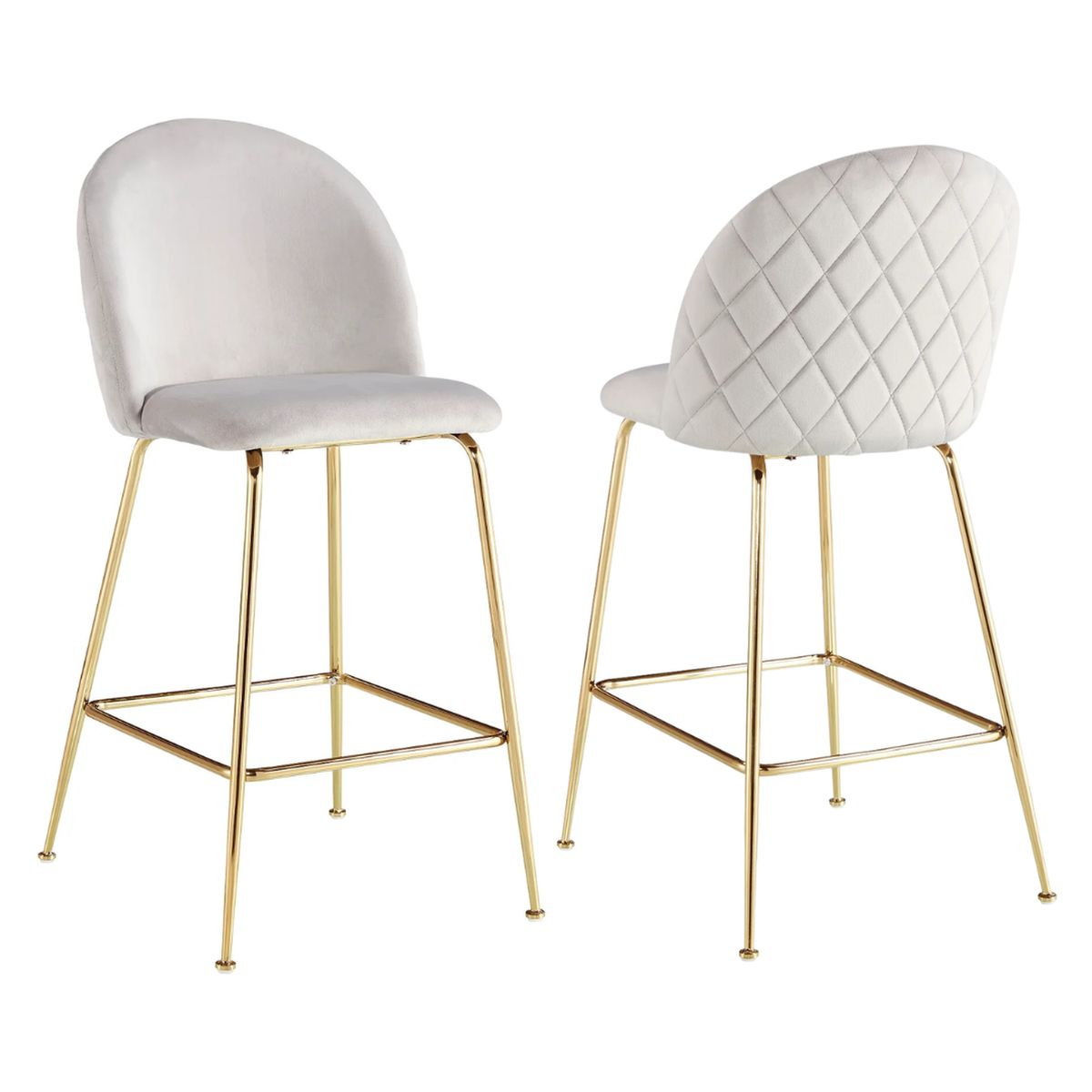 PANDALINO - Pack 2 Taburetes Maya Velvet Beige 66 cm - Estilo Elegante y Cómodo