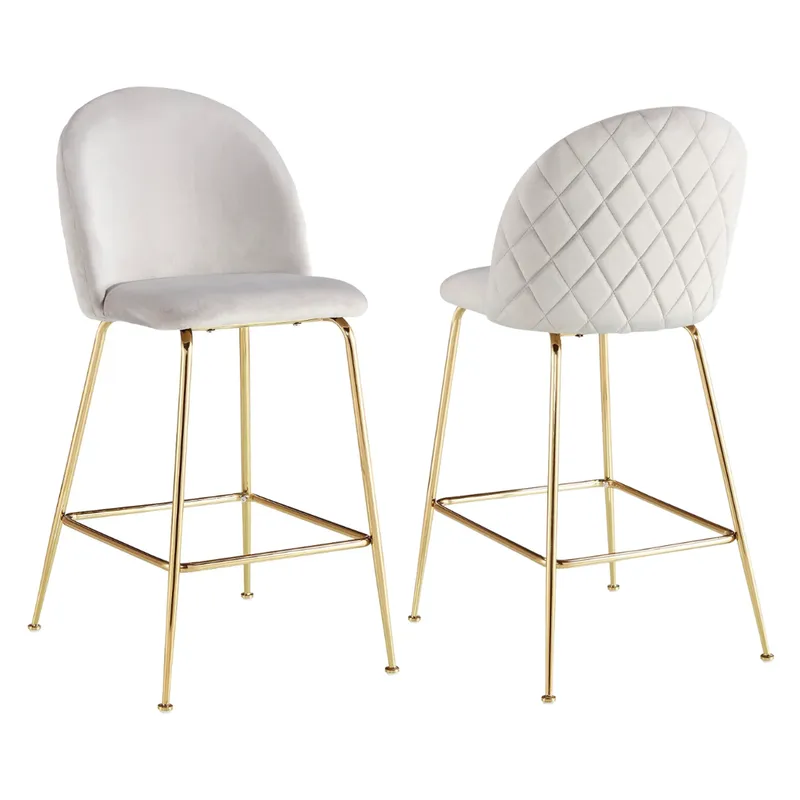 PANDALINO - Pack 2 Taburetes Maya Velvet Beige 66 cm - Estilo Elegante y Cómodo
