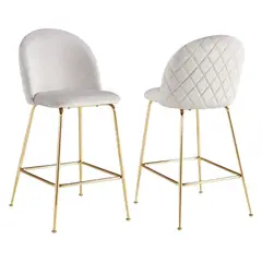 PANDALINO - Pack 2 Taburetes Maya Velvet Beige 66 cm - Estilo Elegante y Cómodo