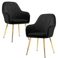 Pack 2 Sillón Sitial Diamante Terciopelo Negro - Moderno y Cómodo