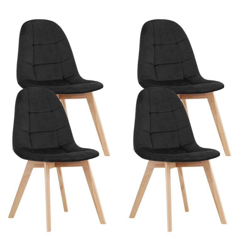 Pack 4 Sillas Vorak Negro - Diseno Elegante y Comodo para tu Hogar Negro PACKSILLAVORAKNEGRO