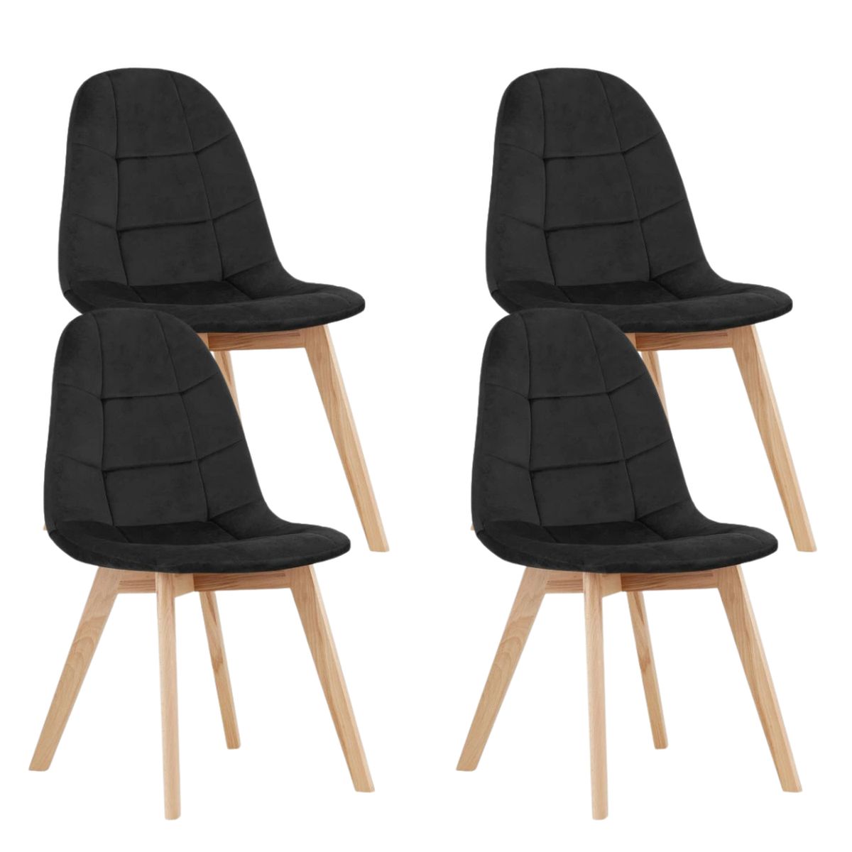 PANDALINO - Pack 4 Sillas Vorak Negro - Diseño Elegante y Cómodo para tu Hogar