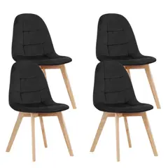 PANDALINO - Pack 4 Sillas Vorak Negro - Diseño Elegante y Cómodo para tu Hogar
