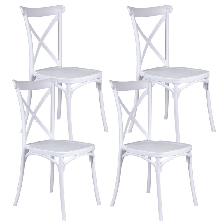Pack 4 Silla Crossback Blanca - Ideal Terraza y Interior Blanco PACKSILLACROSSBACKBLANCO