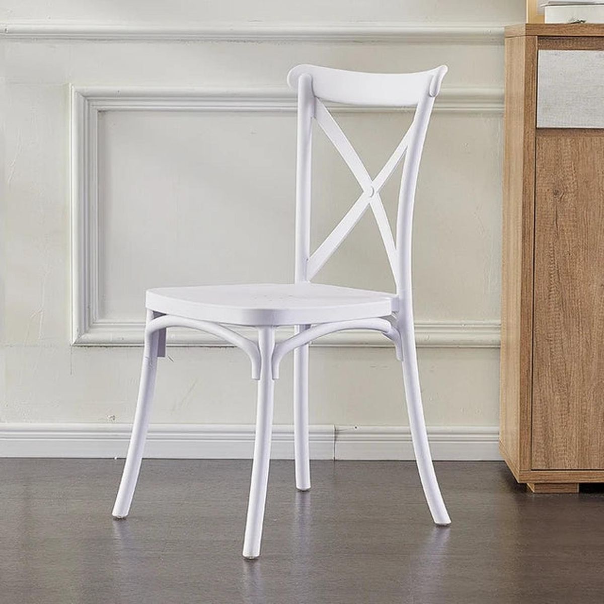 PANDALINO - Pack 4 Silla Crossback Blanca - Ideal Terraza y Interior