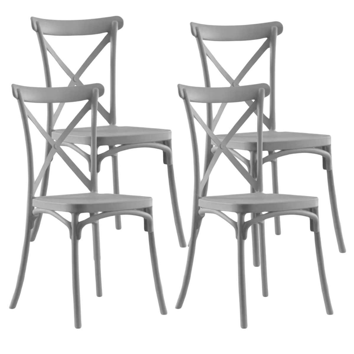 PANDALINO - Pack 4 Silla Crossback Gris - Ideal Terraza y Interior