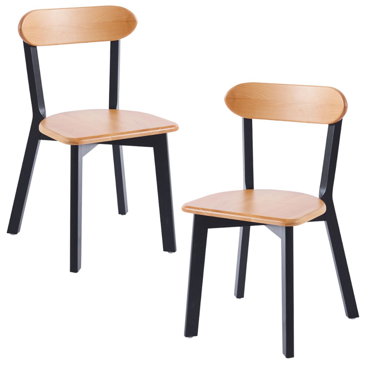 PANDALINO - Pack 2 Silla Fresno -Diseño Natural & Negro- Moderna y Duradera