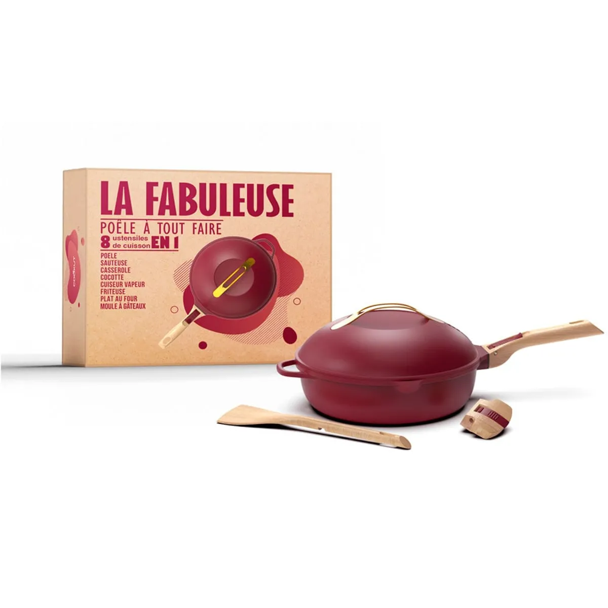 COOKUT - Olla Multiuso Francesa Cookut La Fabulosa 8 En 1 Bordo 5 Pz