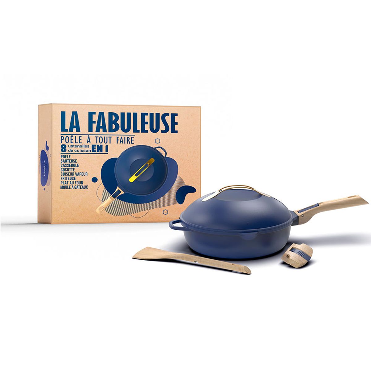 COOKUT - Olla Multiuso Francesa Cookut La Fabulosa 8 En 1 Azul 5 Pz