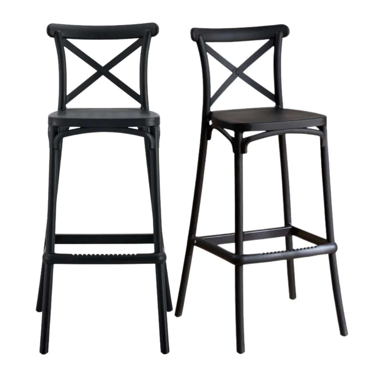 PANDALINO - Pack 2 Taburetes Crossback Negro 65 cm- Diseño Moderno y Cómodo