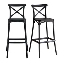 PANDALINO - Pack 2 Taburetes Crossback Negro 66 cm- Diseño Moderno y Cómodo