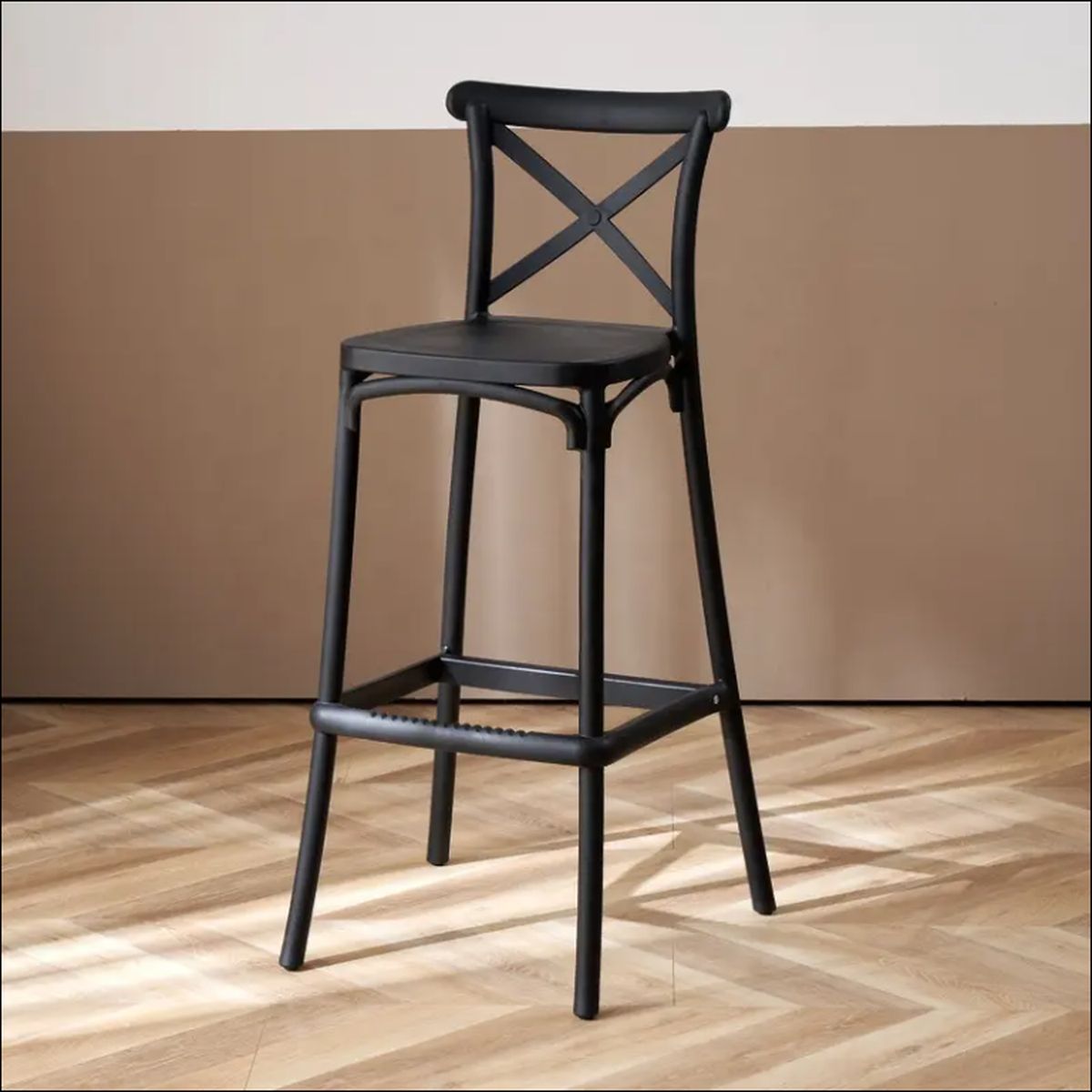 PANDALINO - Pack 2 Taburetes Crossback Negro 65 cm- Diseño Moderno y Cómodo