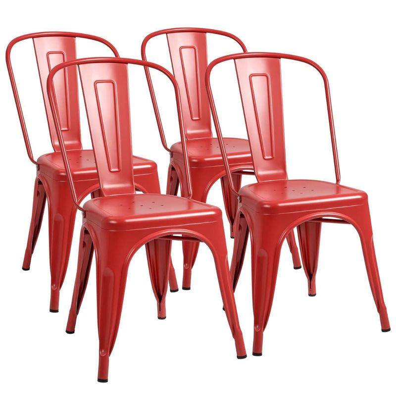 PANDALINO - Pack 4 Sillas Tolix Acero Rojas - Resistente para Exterior e Interior