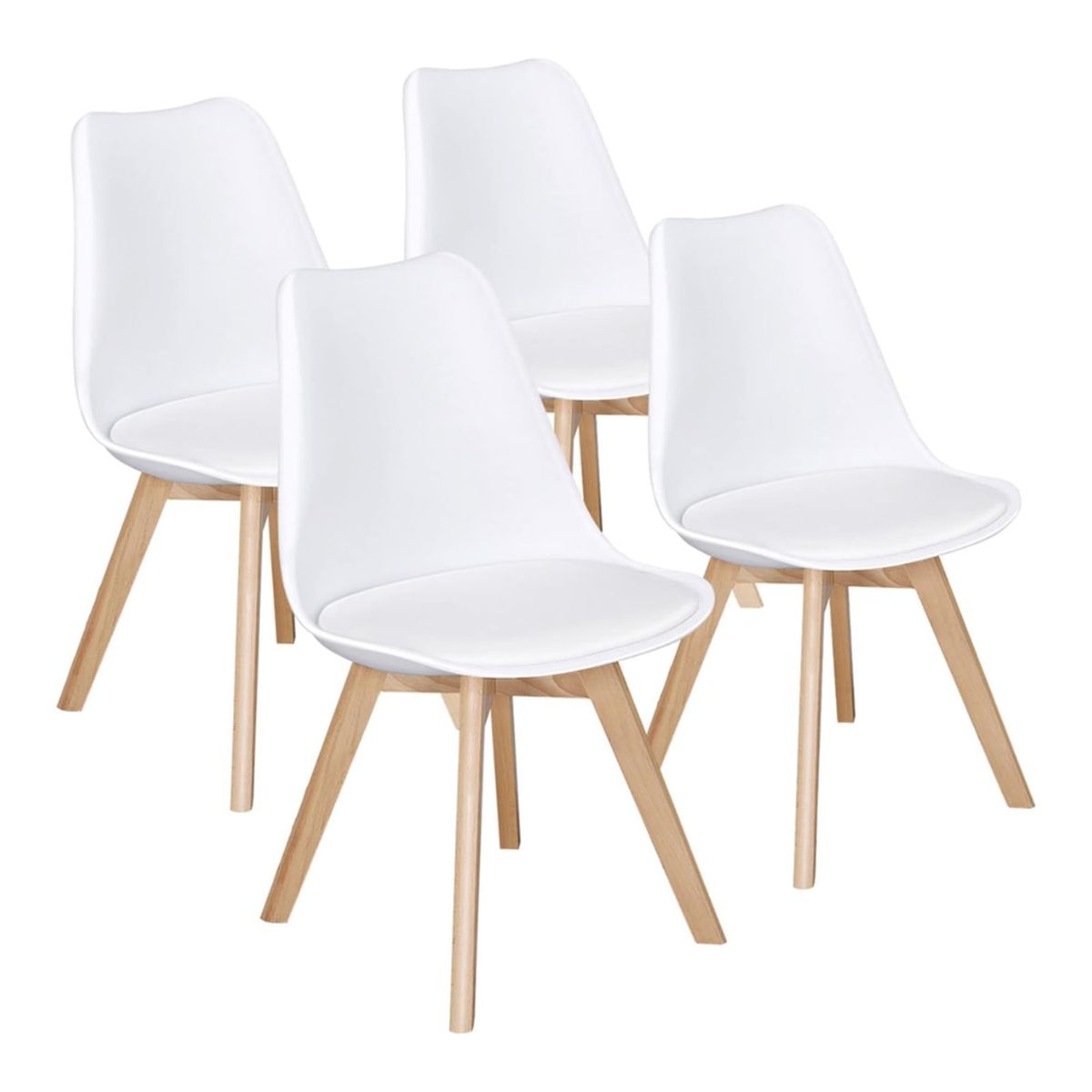 PANDALINO - Pack 4 Tulip Blancas Acolchadas - Diseño Moderno