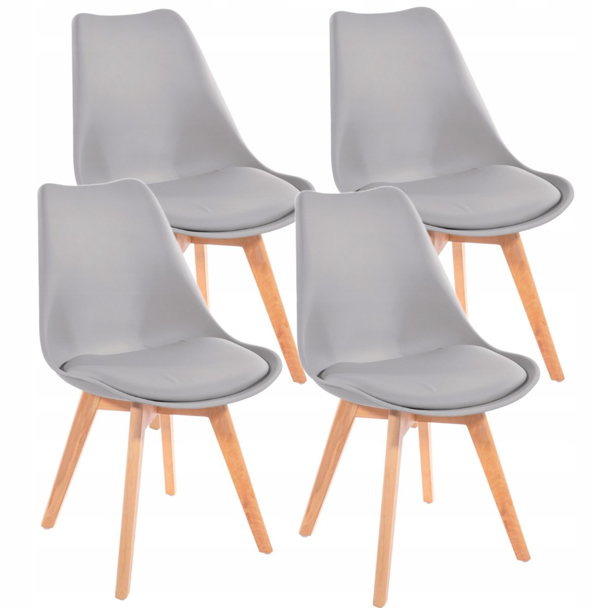 PANDALINO - Pack 4 Tulip Gris Acolchadas - Diseño Moderno