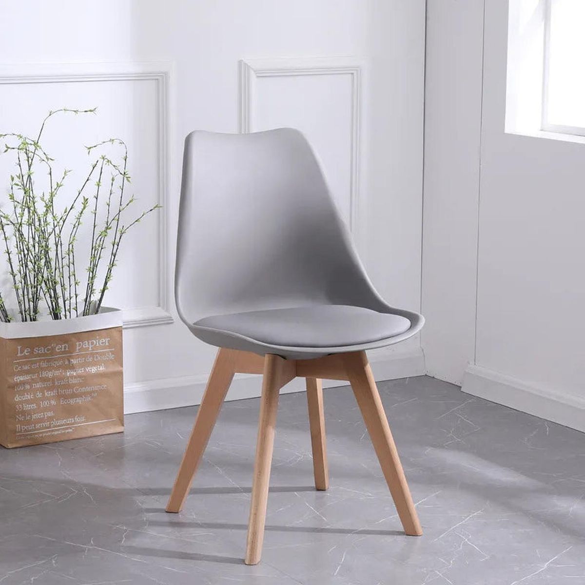 PANDALINO - Pack 4 Tulip Gris Acolchadas - Diseño Moderno