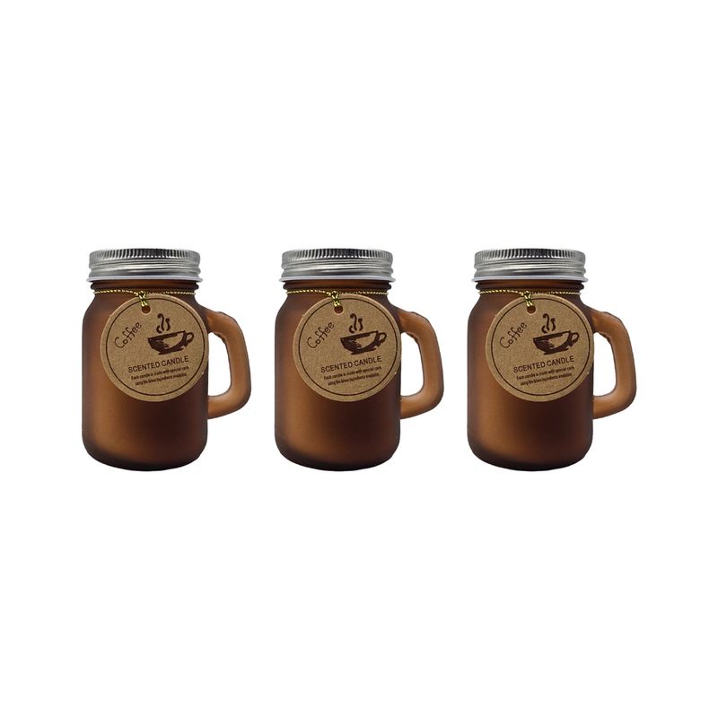 GENERICO - Set 3 Velas Aromatica Elegantes Taza Fragancia Duradera Deco - Cafe