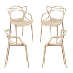 PANDALINO - Pack 4 Sillas Beige Masters - Ideal Terraza y Interior.