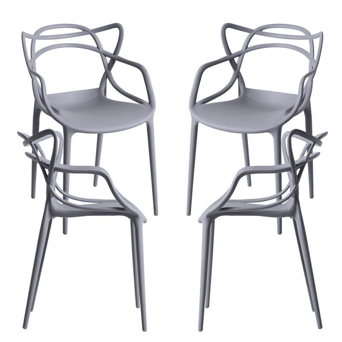 PANDALINO - Pack 4 Sillas Gris Masters - Ideal Terraza y Interior