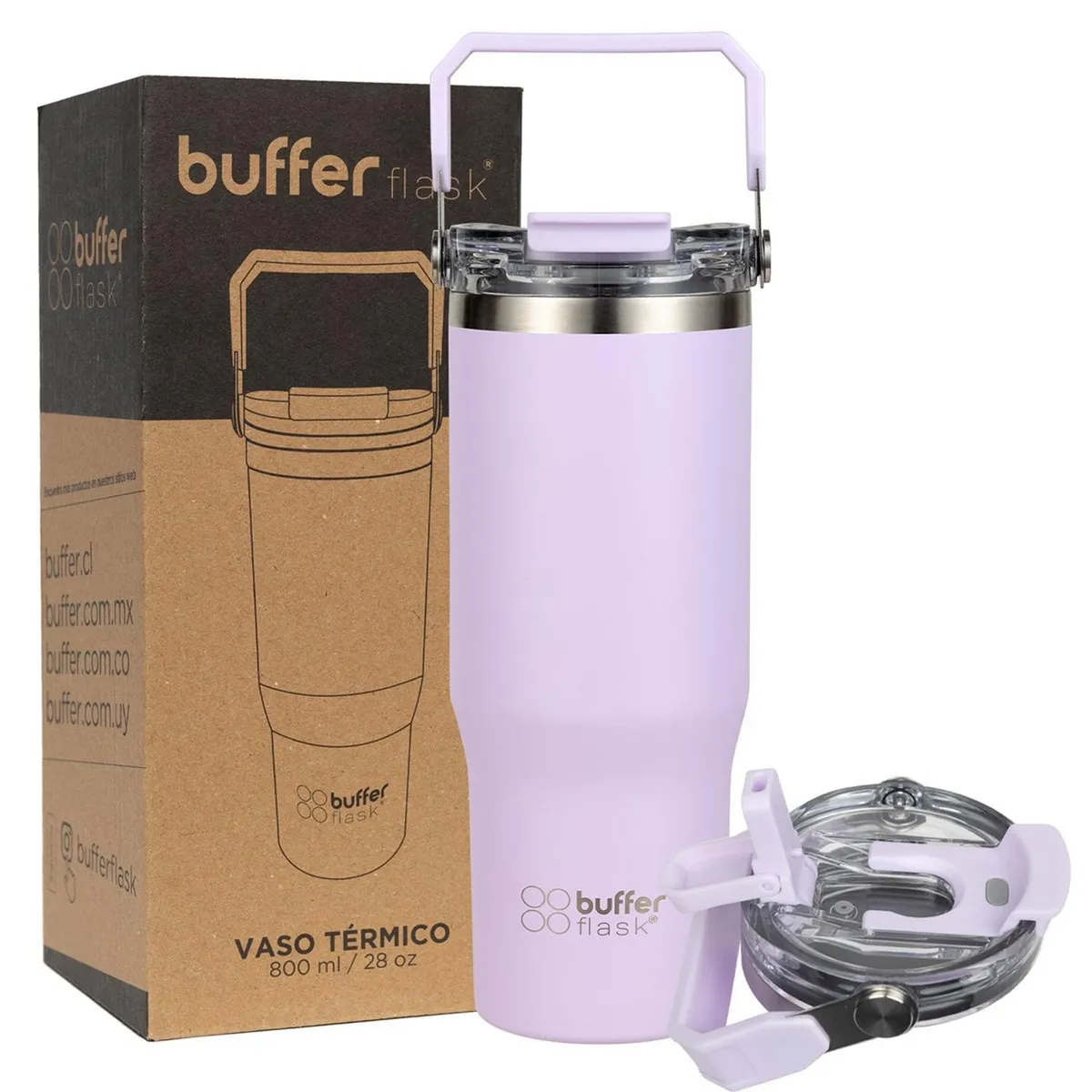 BUFFER FLASK - Vaso Tumbler Termico Botella Agua Buffer Inox 830 ml - Violeta
