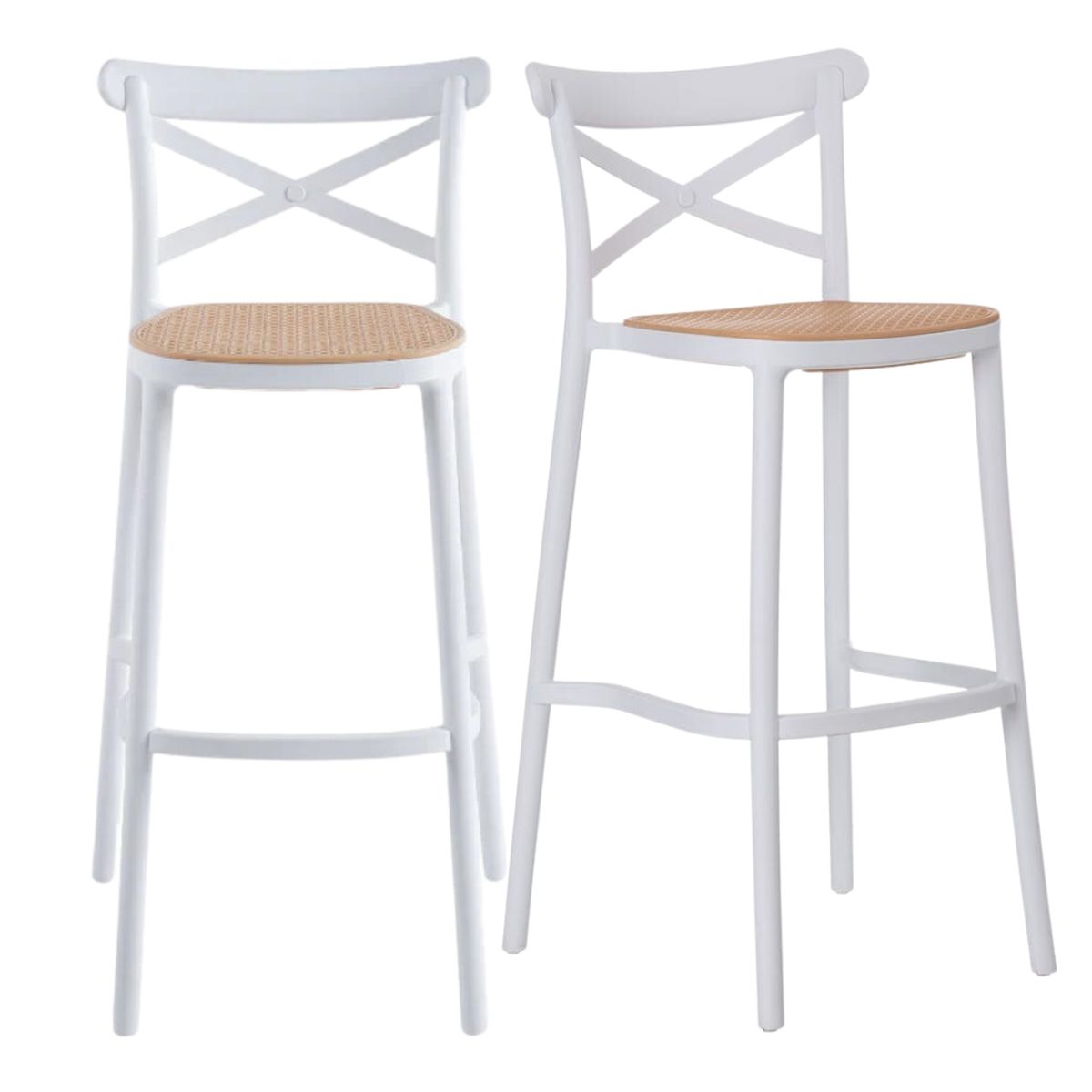 PANDALINO - Pack 2 Taburetes Bar & Terraza Valentino 75 cm - Blanco - Exterior