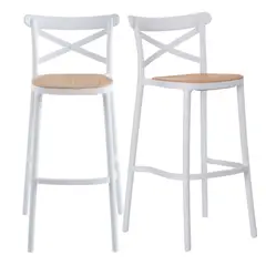 PANDALINO - Pack 2 Taburetes Bar & Terraza Valentino 75 cm - Blanco - Exterior