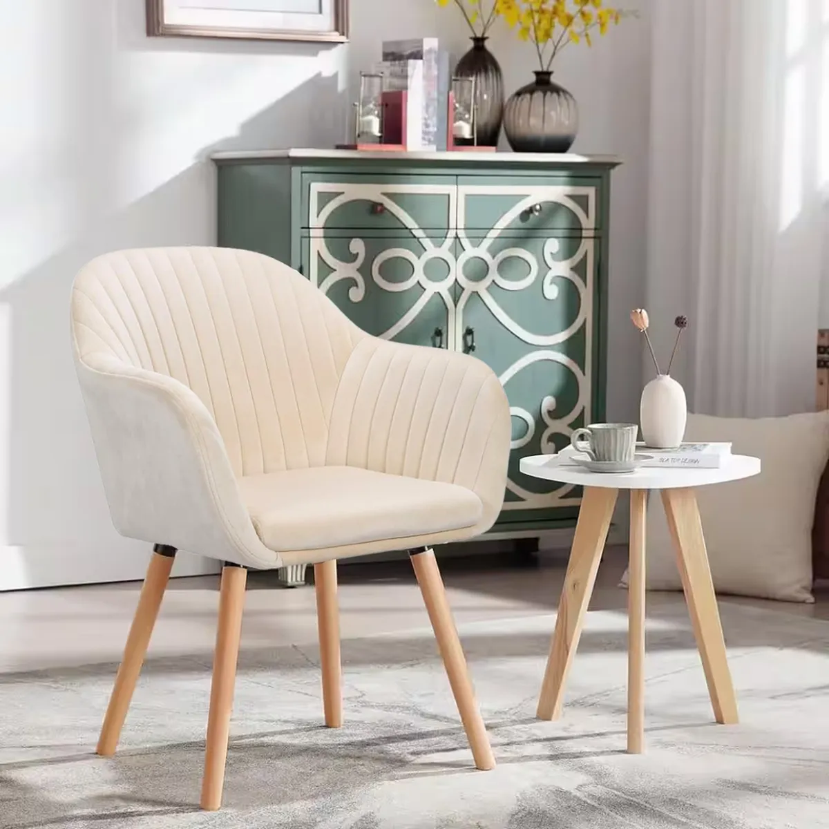 PANDALINO - Pack 2 Butacas Sitiales Almer Velvet Beige - Sala, Dormitorio u Oficina