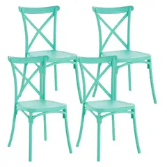 PANDALINO - Pack 4 Silla Crossback Menta - Ideal Terraza y Interior