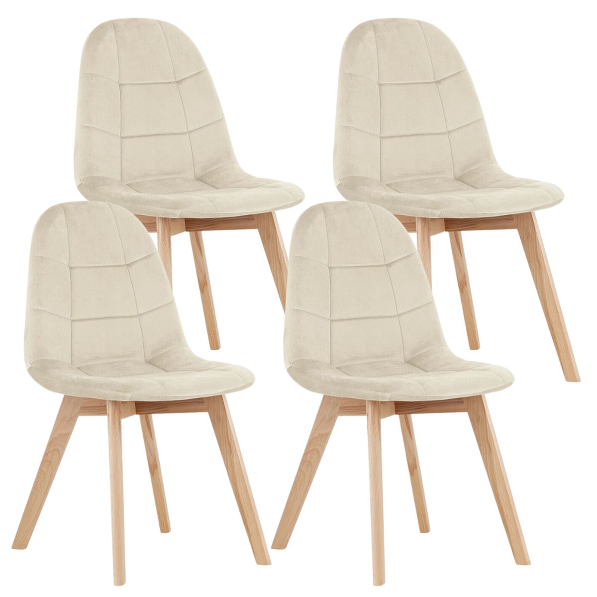 PANDALINO - Pack 4 Sillas Vorak Beige - Diseño Elegante y Cómodo para tu Hogar
