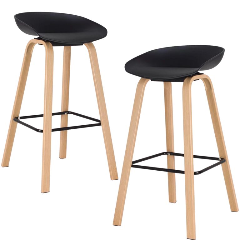 Pack 2 Taburetes Bar Nordico Viggo 75 cm - Exterior Negro Negro PACK2TABVIGGONEGRO