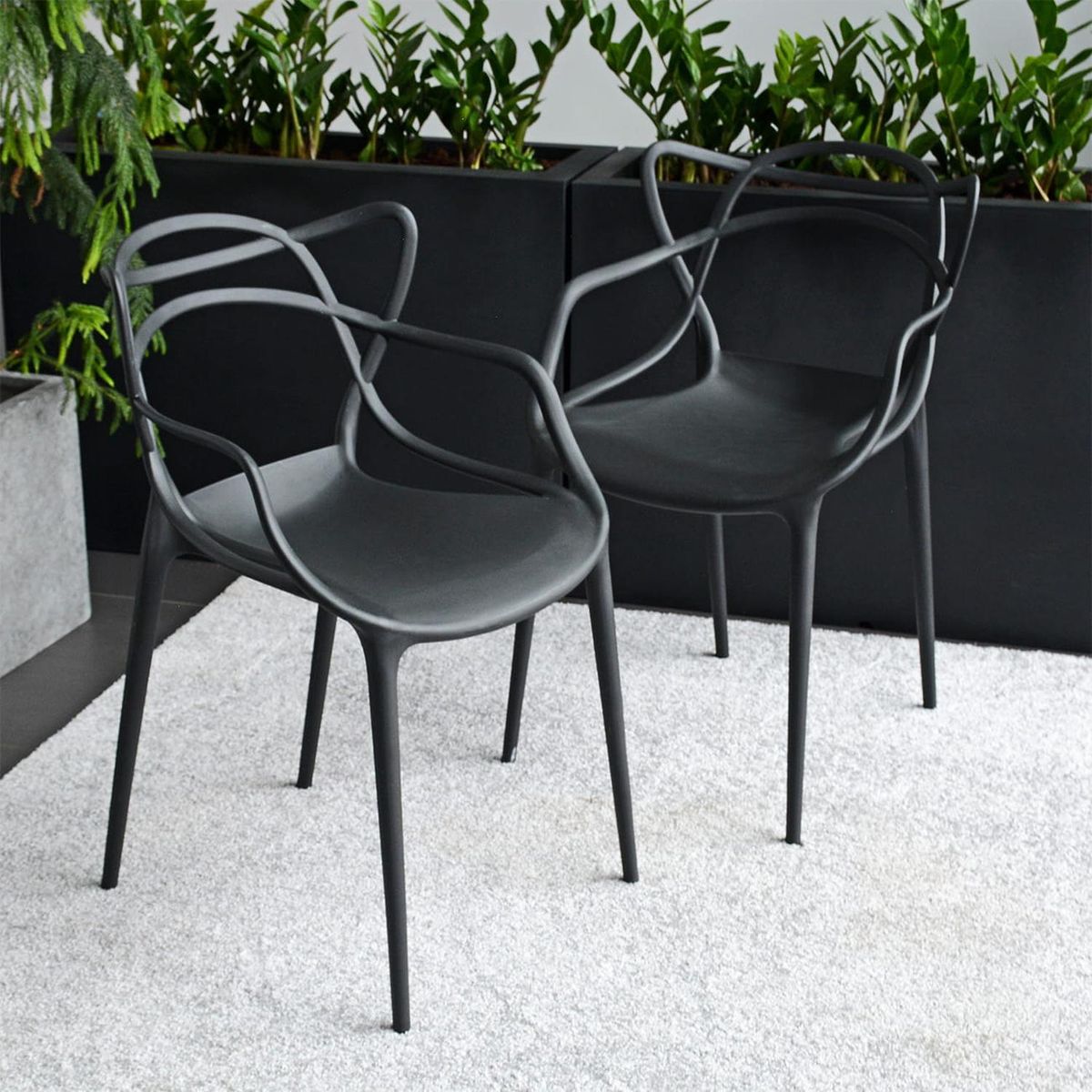 PANDALINO - Pack 4 Sillas Negras Masters - Ideal Terraza y Interior