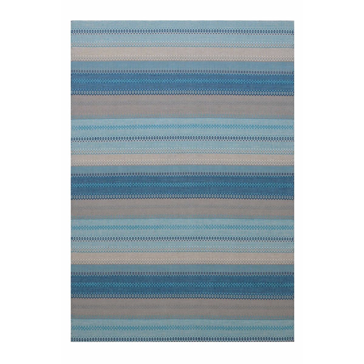 DECOGHAR - Alfombra Kelim Boho Stripes Con Antideslizante Turquesa 1,20 X 1,80 mts