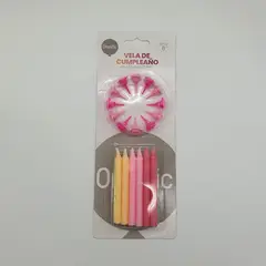 GENERICO - Set De 12 Velas De Cumpleaños Celeste Rosado Coloridas - Rosa