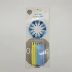 GENERICO - Set De 12 Velas De Cumpleaños Celeste Rosado Coloridas - Celeste