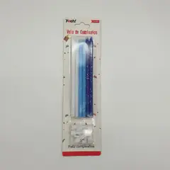 GENERICO - Set De 12 Velas De Cumpleaños Largas Niño Niña Cotillon - Azul