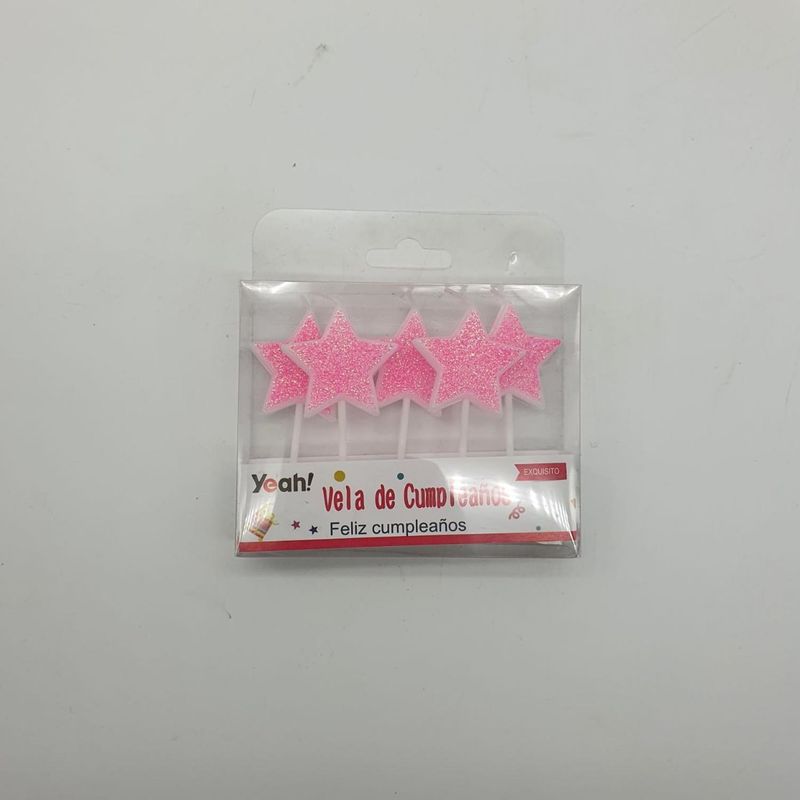 GENERICO - Velas Estrellas Para Cumpleaños Niños Celeste Rosa Cotillon - Rosa