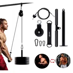 GENERICO - Set Polea Hogar BicepsTriceps +Barra +Cable +Rueda +Baston