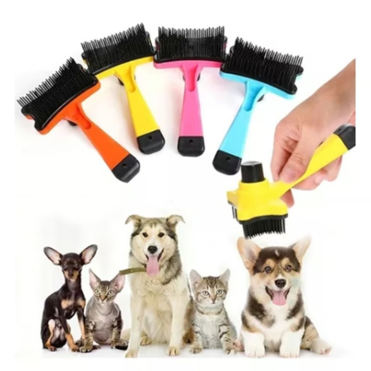 GENERICO - Cepillo Pequeño Para Perros Con Botón Saca Pelos