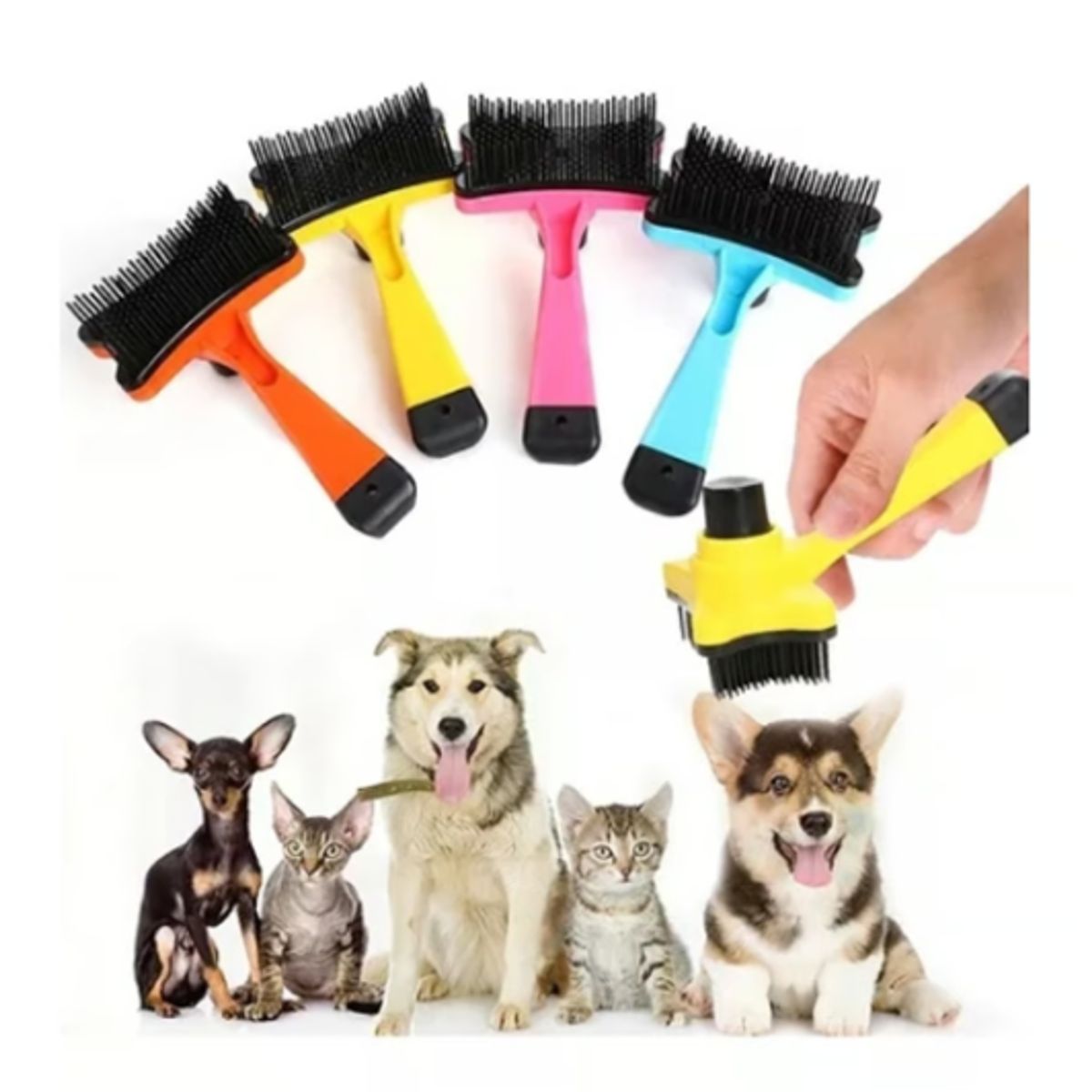 GENERICO - Cepillo Pequeño Para Perros Con Botón Saca Pelos