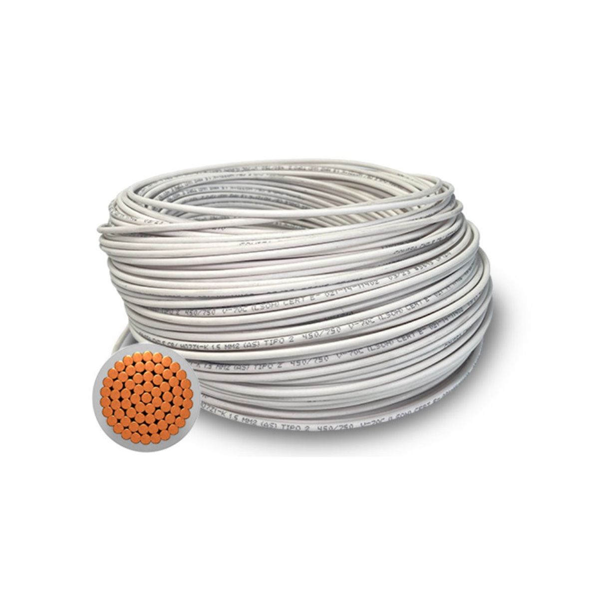 GENERICO - Cable Libre de Halogenos 1x6.0mm 750V Rollo 100 Metros, Blanco