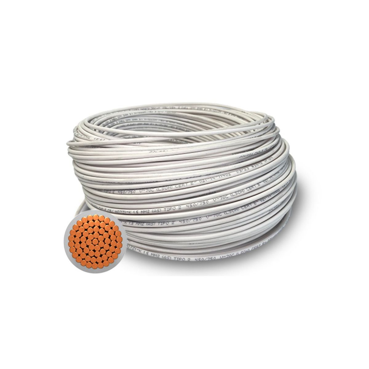 GENERICO - Cable Libre de Halogenos 1x6.0mm 750V Rollo 100 Metros, Blanco