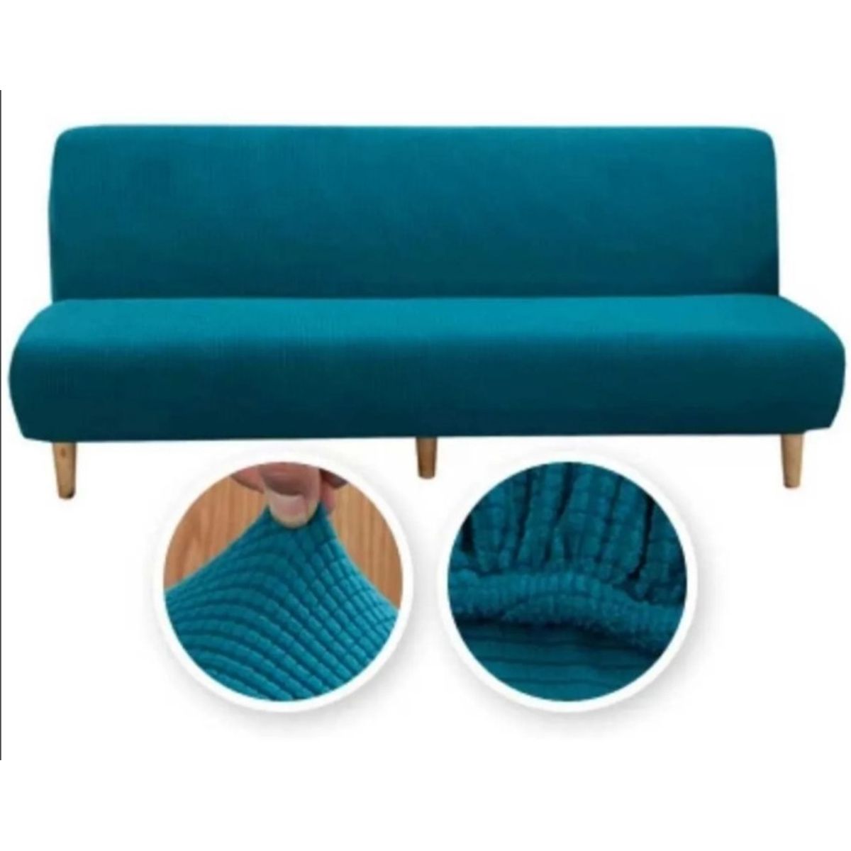 GENERICO - Funda Cubre FUTON elasticada textura GRUESA CUADRILLE