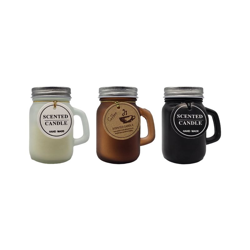 GENERICO - Set 3 Velas Aromatica Elegantes Taza Fragancia Duradera Deco - Plateado