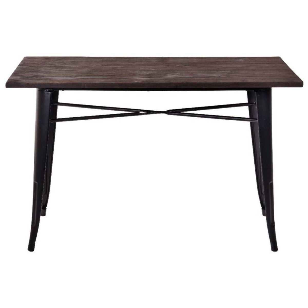 PANDALINO - Mesa Rectangular Tolix 140x90 - Madera Oscura - Hogar - Negocio