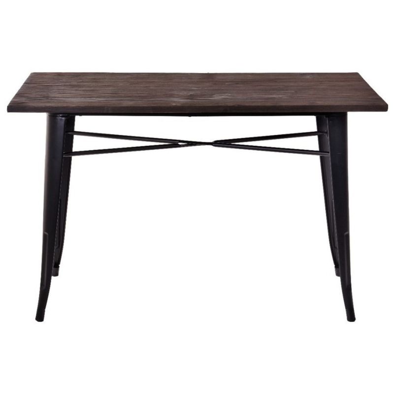 PANDALINO - Mesa Rectangular Tolix 140x90 - Madera Oscura - Hogar - Negocio -