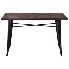 PANDALINO - Mesa Rectangular Tolix 140x90 - Madera Oscura - Hogar - Negocio -