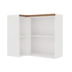 DF HOME - Mueble Aéreo Esquinero 1 Puerta de Vidrio Empavonado 930 Studio - Blanco 1512.0002
