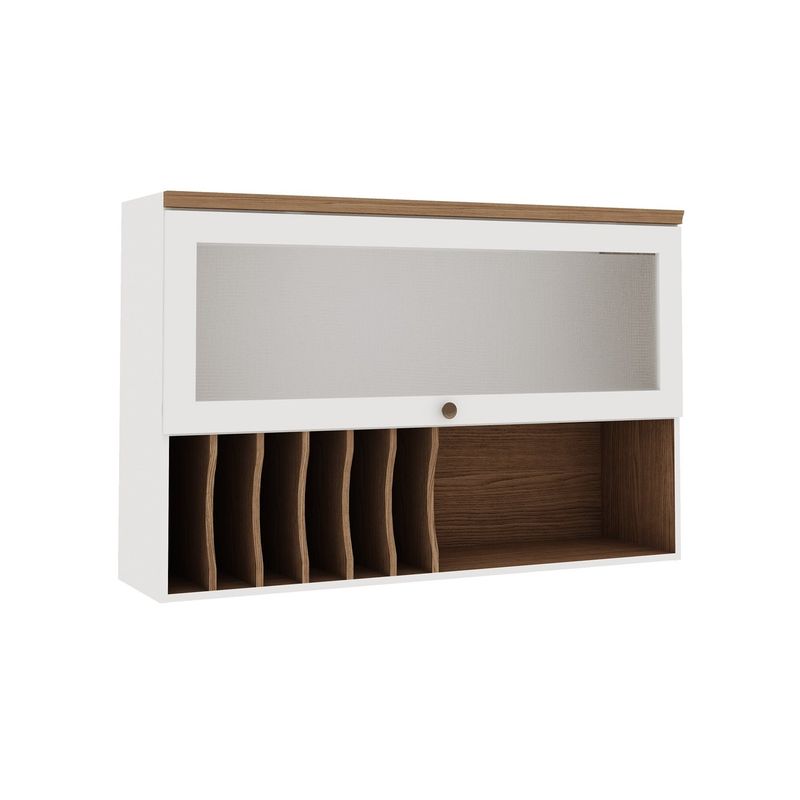 DF HOME - Mueble Aéreo Puerta de Vidrio y Repisa con Separadores 1200 Studio - Blanco 1510.0002